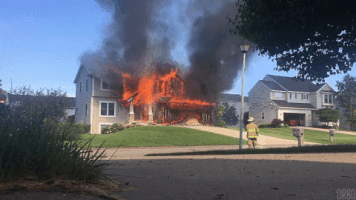 House on fire. Homeowners insurance claim